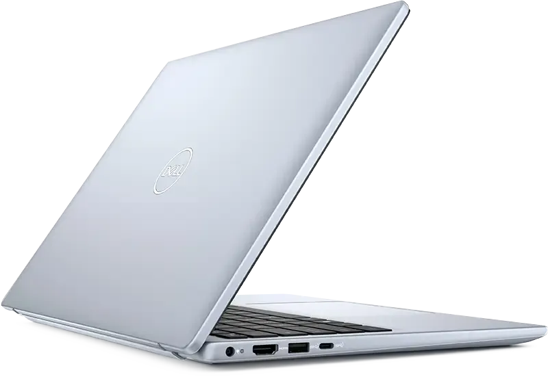 Achterkant van een refurbished Dell laptop